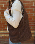 Brown Raffia Shoulder Bag