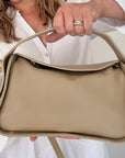 Light Taupe Leather Handheld/Crossbody Bag