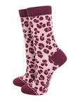 Burgundy & Pink Leopard Socks