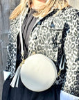 Cream Crossbody Round Bag