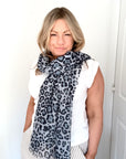 Grey Mix Leopard Print Scarf