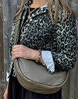Dark Taupe Crossbody Wide Strap Swing Bag