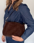 Dark Brown Suede & Leather Crossbody/ Shoulder Bag