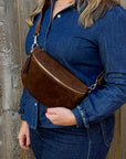 Preorder for dispatch w/c 3/11 - Suede Large Brown Crossbody/ Waist Bag