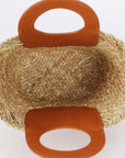 Tan & Straw Handheld/ Crossbody Bag