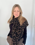 Black & Brown Animal Print Large Triangle Scarf
