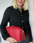 Red Chevron Tassel Bag