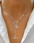 Silver Paperclip & Sunburst Necklace