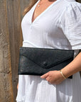 Metallic Black Clutch/ Crossbody Bag