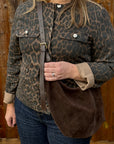 Dark Brown Suede XL Crossbody Swing Bag