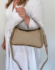 Light Taupe Leather Handheld/Crossbody Bag