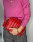 Red Chevron Tassel Bag