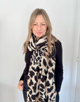Pale Taupe Mix Animal Print Midweight Scarf