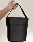 Black Leather Large Bucket Bag