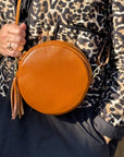 Dark Tan Crossbody Round Bag