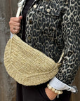Cream & Gold Raffia Crossbody Bag