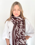 Brown, Pink & Cream Animal Print Lightweight Scarf