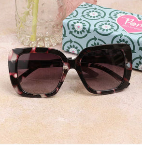 Burgundy Tortoiseshell Squared Framed Sunglasses