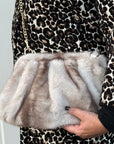 Light Taupe Faux Fur Cloud Bag