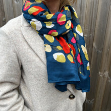 Load image into Gallery viewer, Navy &amp; Bright Camo Print Scarf
