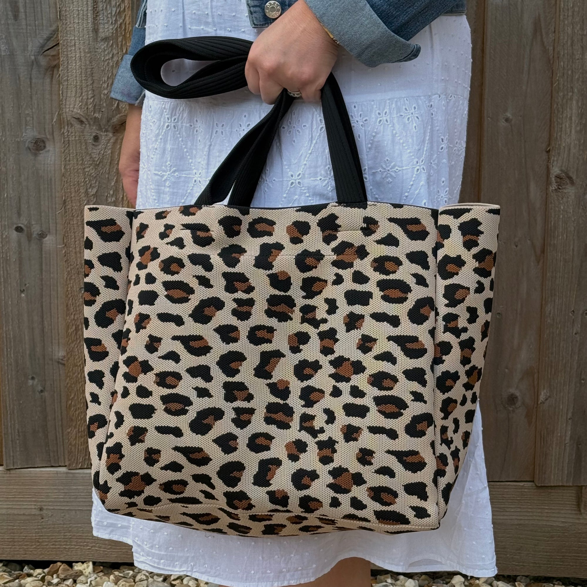 Taupe Leopard Tote Bag