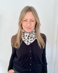 Cream Animal Print Knitted Triangle Scarf/ Necktie