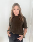 Khaki Faux Fur Trim Jumper
