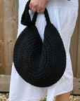 Black Round Knitted Tote Bag