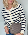 Dark Taupe Chevron Tassel Bag