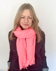 Coral Plain Lightweight Scarf