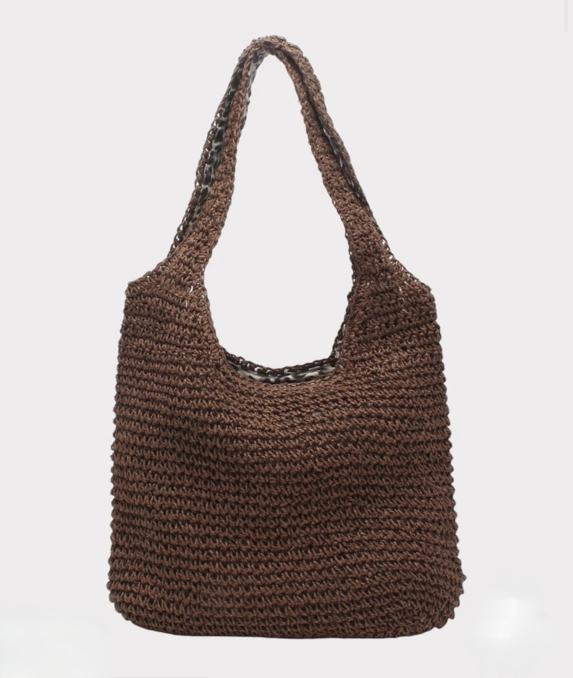 Brown Raffia Shoulder Bag