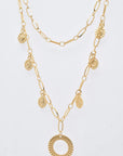 Gold Disc Double Layer Necklace