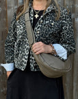 Dark Taupe Crossbody Wide Strap Swing Bag