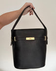 Black Leather Large Bucket Bag
