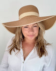Beige & Cream Sun Hat with Small Gold Sequins