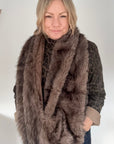 Dark Taupe Faux Fur Wide Long Scarf/ Wrap