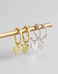 Silver Heart Hoop Huggies