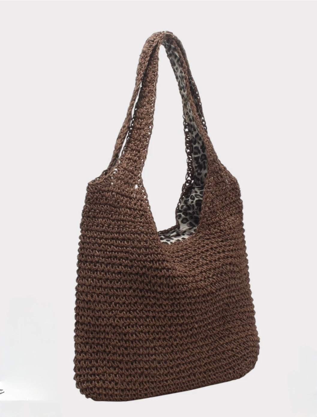 Brown Raffia Shoulder Bag