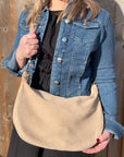 Stone Suede Large Crossbody Swing Bag