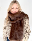 Dark Brown Faux Fur Wide Long Scarf/ Wrap