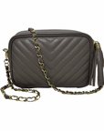 Dark Taupe Chevron Tassel Bag