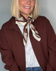 Preorder for dispatch w/c 26/10 - Brown Spot Satin Square Scarf/ Necktie
