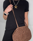 Brown Raffia Cloud Bag