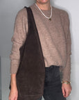 Preorder for dispatch w/c 10/11 - Dark Brown Suede Tote Bag