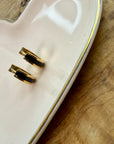 Gold & Black Enamel Hoop Earrings