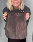 Preorder for dispatch w/c 13/10 - Dark Brown Suede Bucket Bag