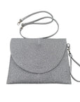 Silver Straw Woven Clutch Bag