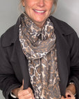 Preorder for dispatch w/c 27/10 - Taupe Animal Print Midweight Scarf