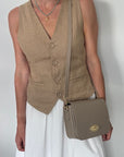 Light Taupe Gold Buckle Bag