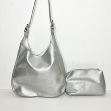 Load image into Gallery viewer, Silver PU Tote/ Cross Body Bag
